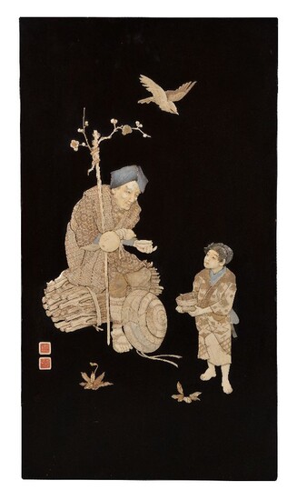 ? A Japanese Inlaid Lacquered Wood Panel