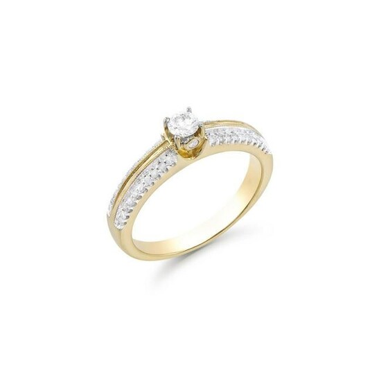 0.52 CTS TW CERTIFIED DIAMONDS 14K YELLOW GOLD RING 7.5