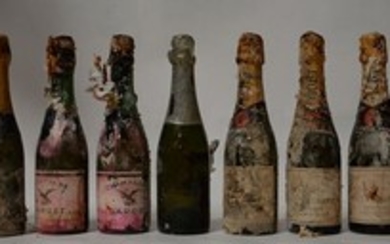 18 demi-bouteilles CHAMPAGNE (très vieux,…