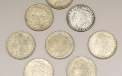 9 Silver Morgan & Peace Dollar Coins
