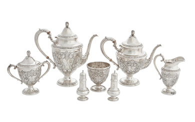 An American sterling silver five-piece tea and coffee service