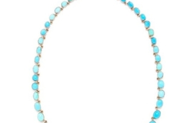 ANTIQUE TURQUOISE AND DIAMOND RIVIERA NECKLACE, 19TH