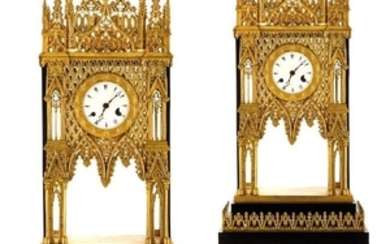 Pair of a la CathÃ¨drale table pendulum clocks