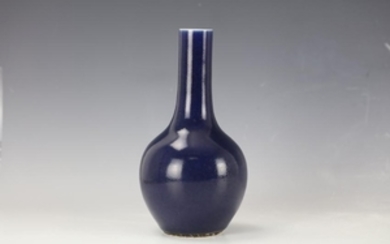 A Chinese Blue Glazed Porcelain Guanyin Vase