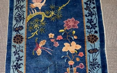 Chinese Qing Dynasty Wool Blue Carpet