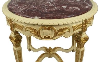Decorative Painted Marble Topped Carved Wood Centre