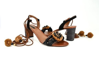 Dolce&Gabbana Shoe Rafia | Leather Ankle Tie Black |