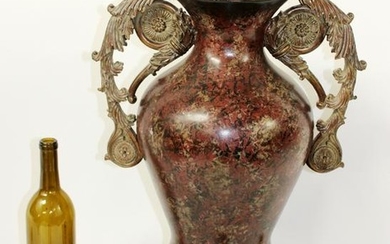 Double handled urn with acanthus style scrolls