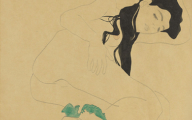 Egon Schiele (1890-1918), Liegender Mädchenakt