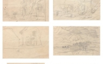 Eugène BOUDIN 1824 - 1898 Ensemble de neuf dessins au crayon sur papier