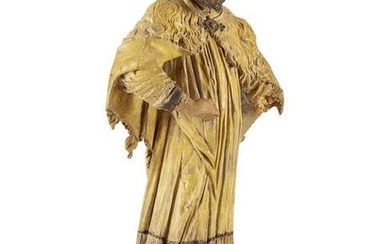A French Carved and Polychromed Figure of a Saint