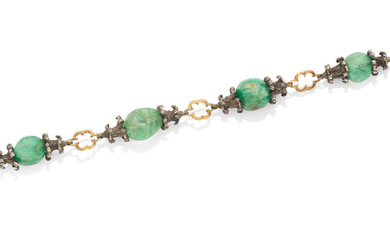 A gold, silver and emerald bracelet,, attributed to Mario Buccellati, 1919