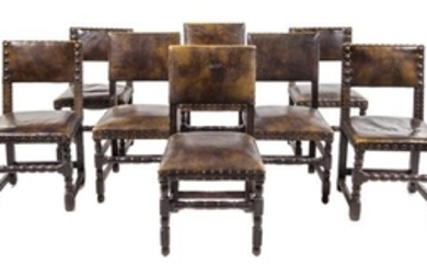 A Group of Eight French Renaissance Revival Oak Chairs