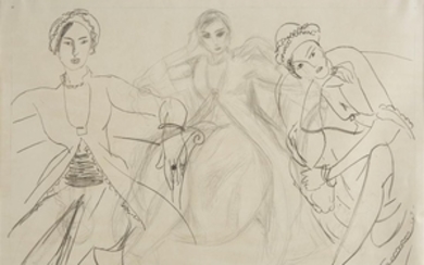 HENRI MATISSE (french, 1869–1954) "TROIS FIGURES" 1930, pencil signed...