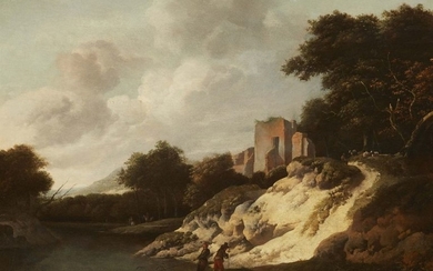Jan van Aken, River Landscape with Ruins, a Fisher…