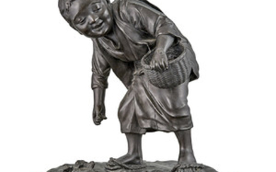 Japanese Bronze Figure of a Boy