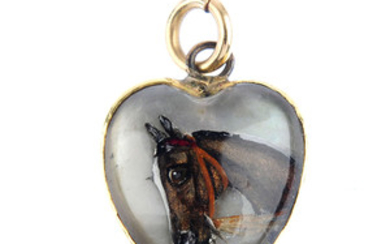 A late Victorian gold horse reverse-carved intaglio pendant. View more details