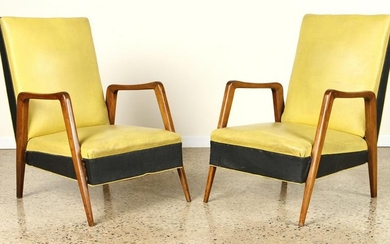 PAIR MID CENTURY MODERN FRENCH OPEN ARM CHAIRS