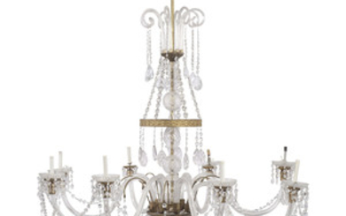 A NORTH EUROPEAN MOLDED AND CUT-GLASS EIGHT-LIGHT CHANDELIER, POSSIBLY GERMAN, PARTS 19TH AND 20TH CENTURY