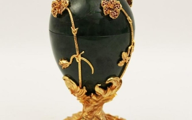 FABERGE 2 PART JADE "PANSY EGG"