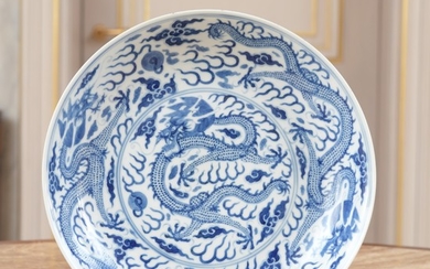 A porcelain dish, China, probably Kangxi period, Kangxi mark, 25 cm diameter