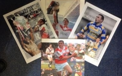 Rugby League legends collection four superb 16x12 signed colour montage photos from four of Englands greatest players Andy...