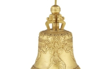 A Russian gilt-bronze table bell in the form of...