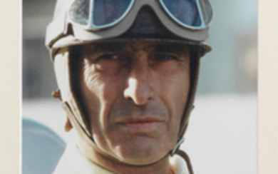 A signed photograph of Juan Manuel Fangio