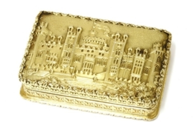 A silver gilt castle top vinaigrette