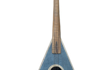 A SILVER-PLATED COPPER-MOUNTED OAK CONTRABASS BALALAIKA, NORTH AMERICAN, EARLY 20TH CENTURY