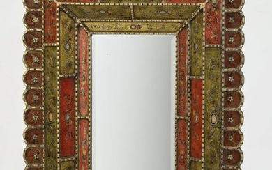 Spanish Baroque style faux verre eglomise mirror 41"h