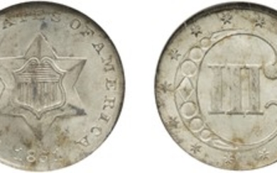Three-Cent Piece, Silver, 1851, NGC MS 66 CAC