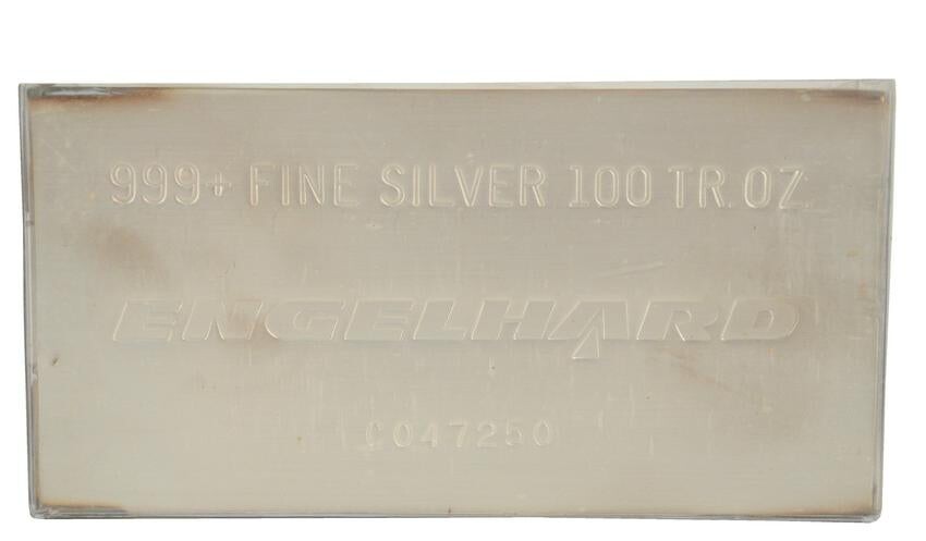 100 troy oz. Engelhard Silver Bar, marked 999 fine