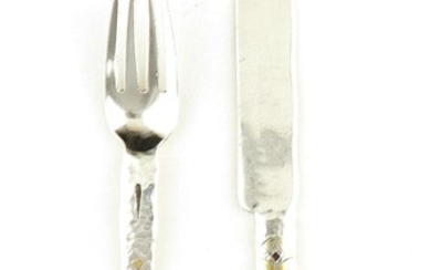 American silver and mixed-metal fork and knife set, Tiffany & Co (2pcs)
