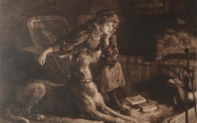 Herbert Dicksee (1862-1942) ''Silent Sympathy'' Signed, etching, 48.5cm by 58.5cm...