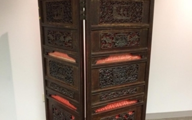 Two-panel Carved Wood Screen