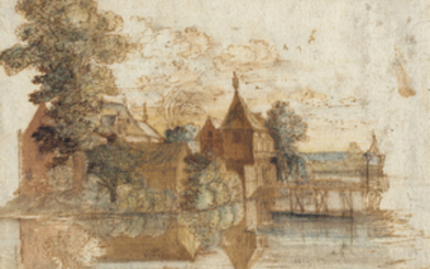 Circle of Gillis Neyts (Ghent 1623-1687 Antwerp), View of a country house reflected in its moat