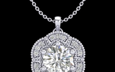 1.01 ctw VS/SI Diamond Solitaire Art Deco Stud Necklace 18k White Gold