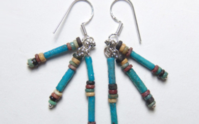 A pair of earrings with Egyptian faience beads