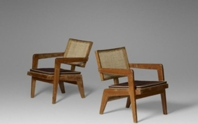 Pierre Jeanneret, Rare lounge chairs, Chandigarh, pair