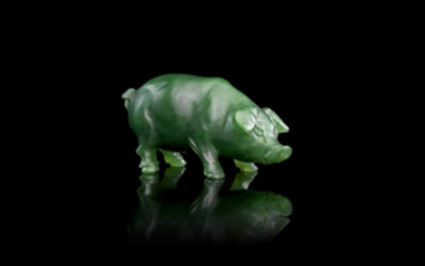 A nephrite figure of a piglet