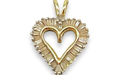 10kt Yellow Gold and Diamonds Heart Pendant