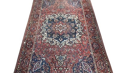 11 x 16 Large Dark Red Semi-Antique Persian Bakhtiar Rug
