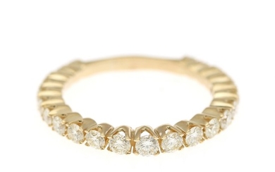 A diamond eternity ring set with numerous brilliant-cut diamonds totalling app. 1.25 ct., mounte in 14k gold. Size 58.
