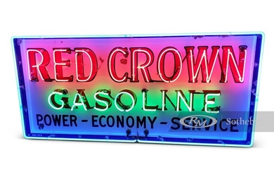 Red Crown Gasoline Neon Porcelain Sign
