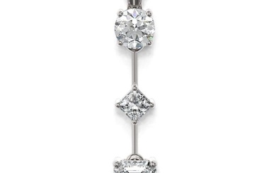 1.16 ctw Emerald Cut Diamond Designer Necklace 18K White Gold