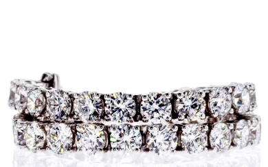 12.58 Ct D-E/VS Round Diamond Tennis Bracelet - Bracelet - 18 kt. White gold - 12.58 tw. Diamond (Natural coloured)