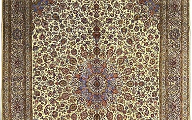 13 x 16 Persian Esfahan Najafabad Wool Large IVORY Sheikh Safi Rug