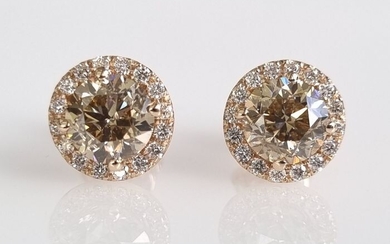 14 kt. Pink gold - Earrings - 2.30 ct Diamond