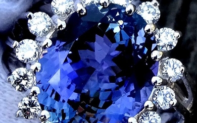 14 kt. White gold - Ring Tanzanite - Purple Blue - GIA Certified - No Reserve
